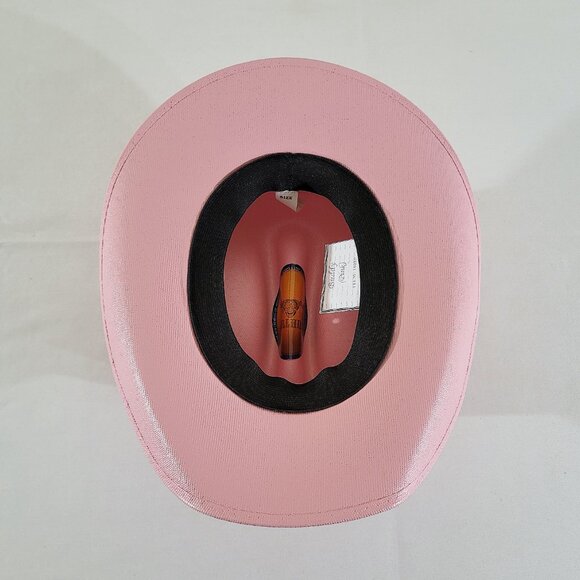 Youth Kids PINK STRAW COWBOY CATTLEMAN HAT w/ Elastic Band Cowgirl - Picture 6 of 9